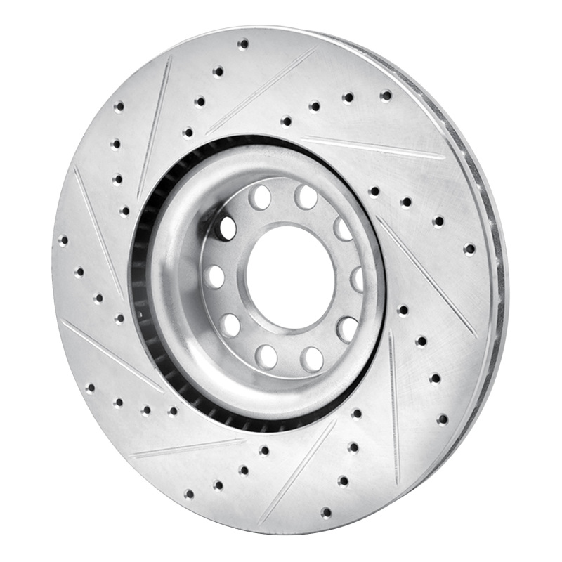 Audi S6 Brake Rotor (1) - Front Right - R1 Concepts - Drilled & Slotted - Silver - `99-`04